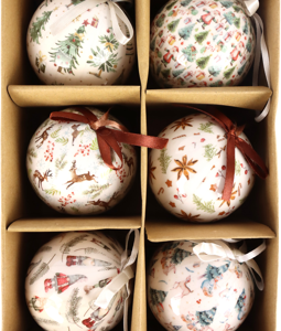 9414 XMAS BALLS WOODLAND CHRISTMAS S/6